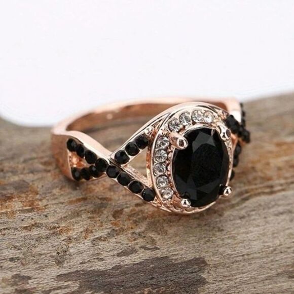 3for$20 Fashionable Black Cubic Zirconia Decorated Ring - Picture 1 of 4
